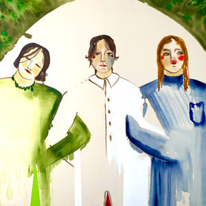 warten, Acryl und Öl auf Leinwand, 150 x 150 cm, 2026