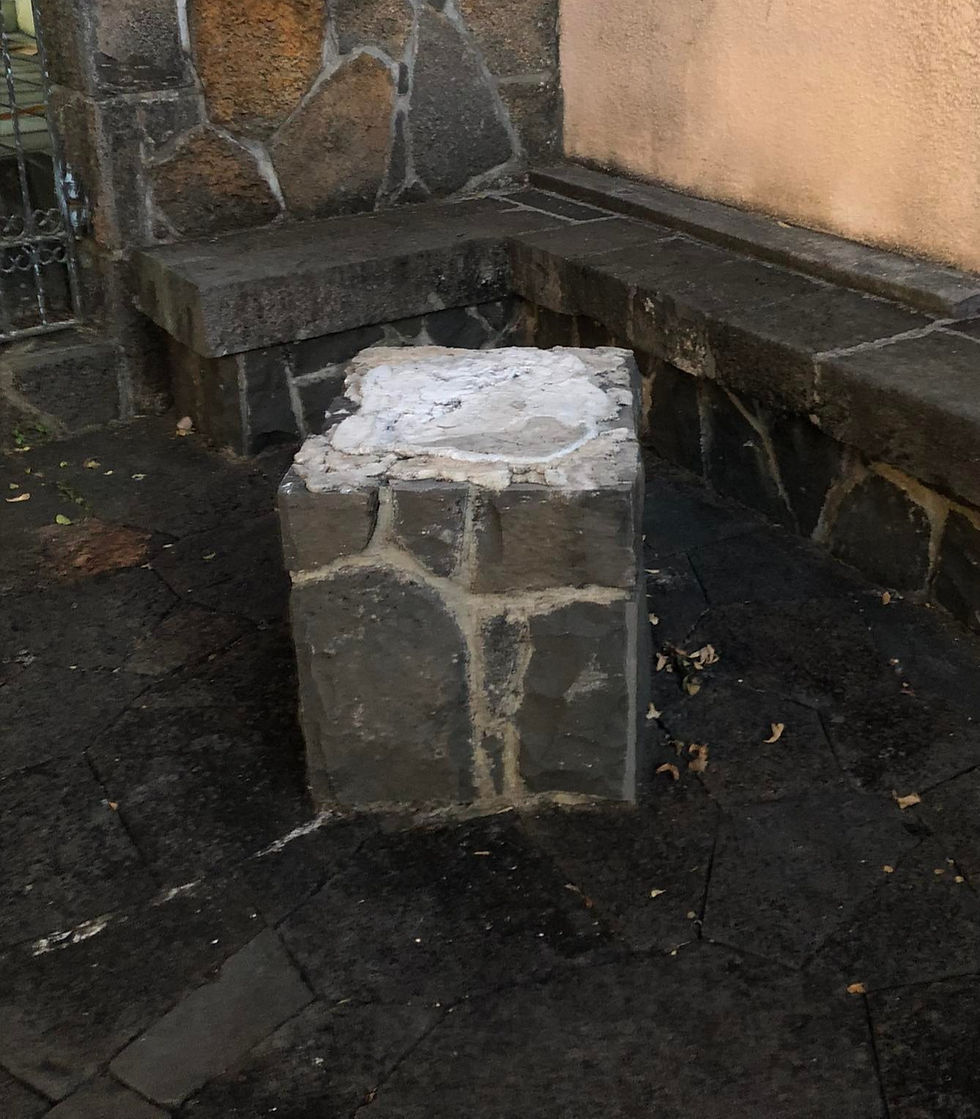 Rock stump in yard