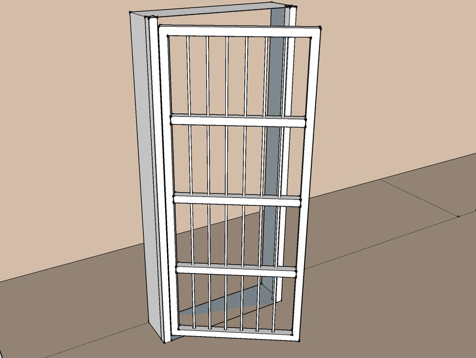 3D Line Drawing Sketch of Security Single Door 
