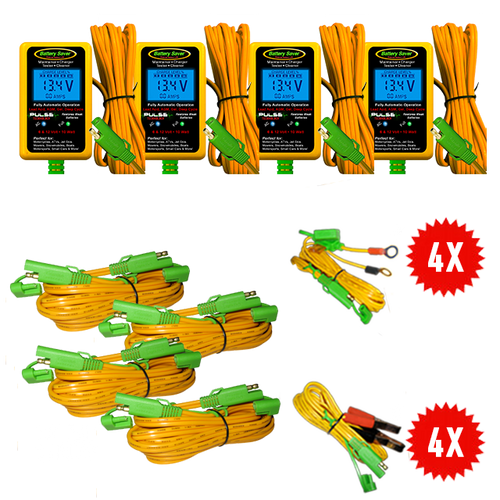 Four Pack - 6 & 12 Volt Charger, Maintainer & Pulse Cleaner - 10 Watt ...