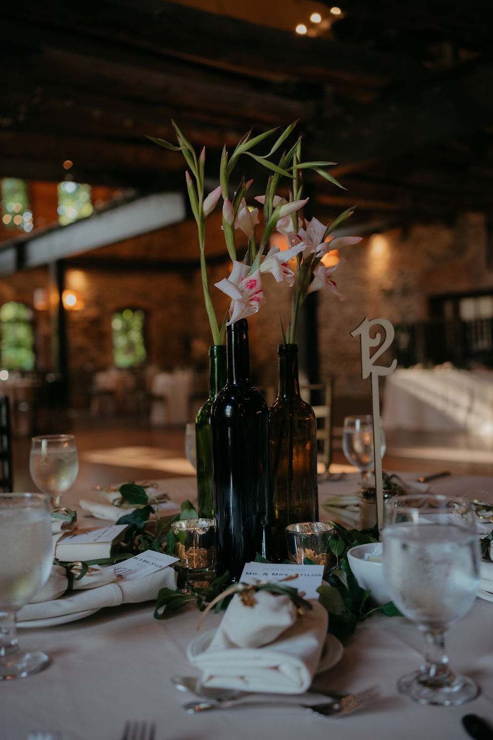 ny brides. ny wedding, brotherhood winery, rustic, rustic wedding, romantic, romantic wedding, ct floral design, floral design, washingtonville ny, winery wedding, flower arrangment, reception decor, table decor, wine bottle decor