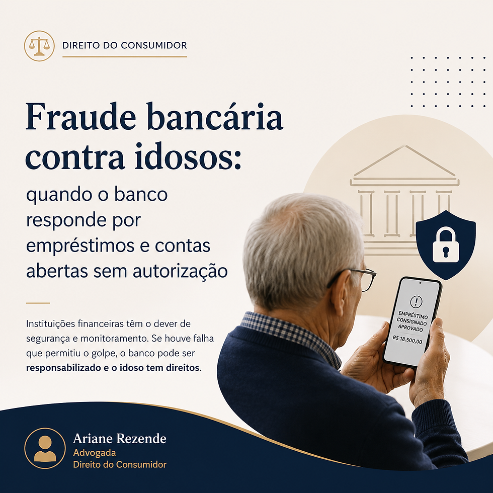 Fraude bancária contra idosos: quando o banco responde por empréstimos e contas abertas sem autorização