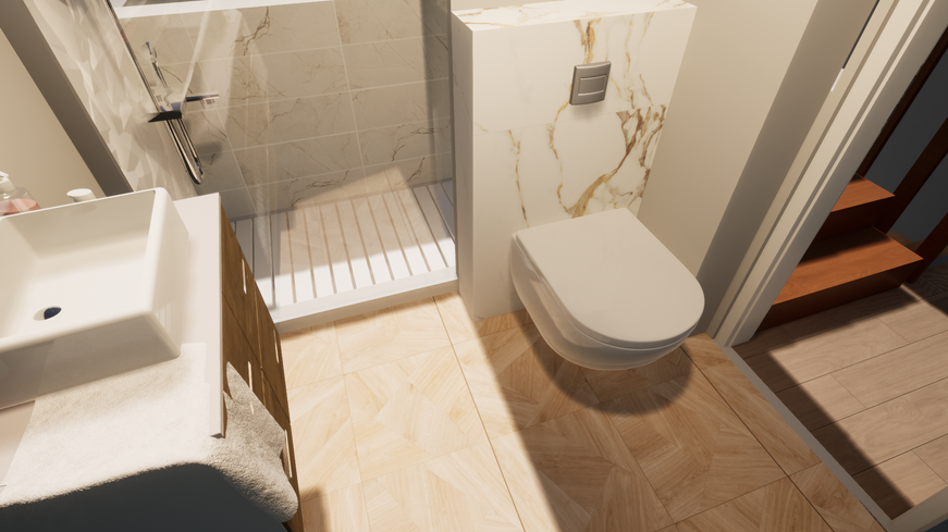 Agencement de salle de bain, choix des matériaux, salle de bain clé en main, simulation 3D