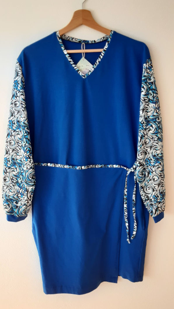 Šaty MODRÉ SE SPIRÁLKAMI (vel.42)