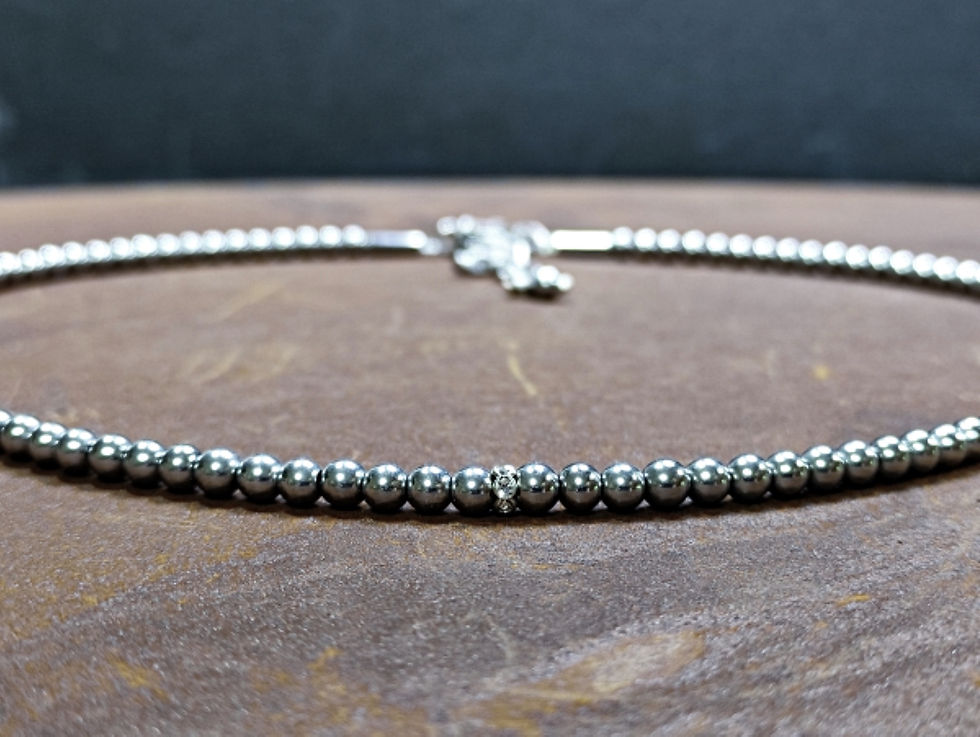 Handgefertigte Hämatit Halskette silber Edelsteinkette Heilstein Schutzstein Geschenk Frau Freundin Mutter