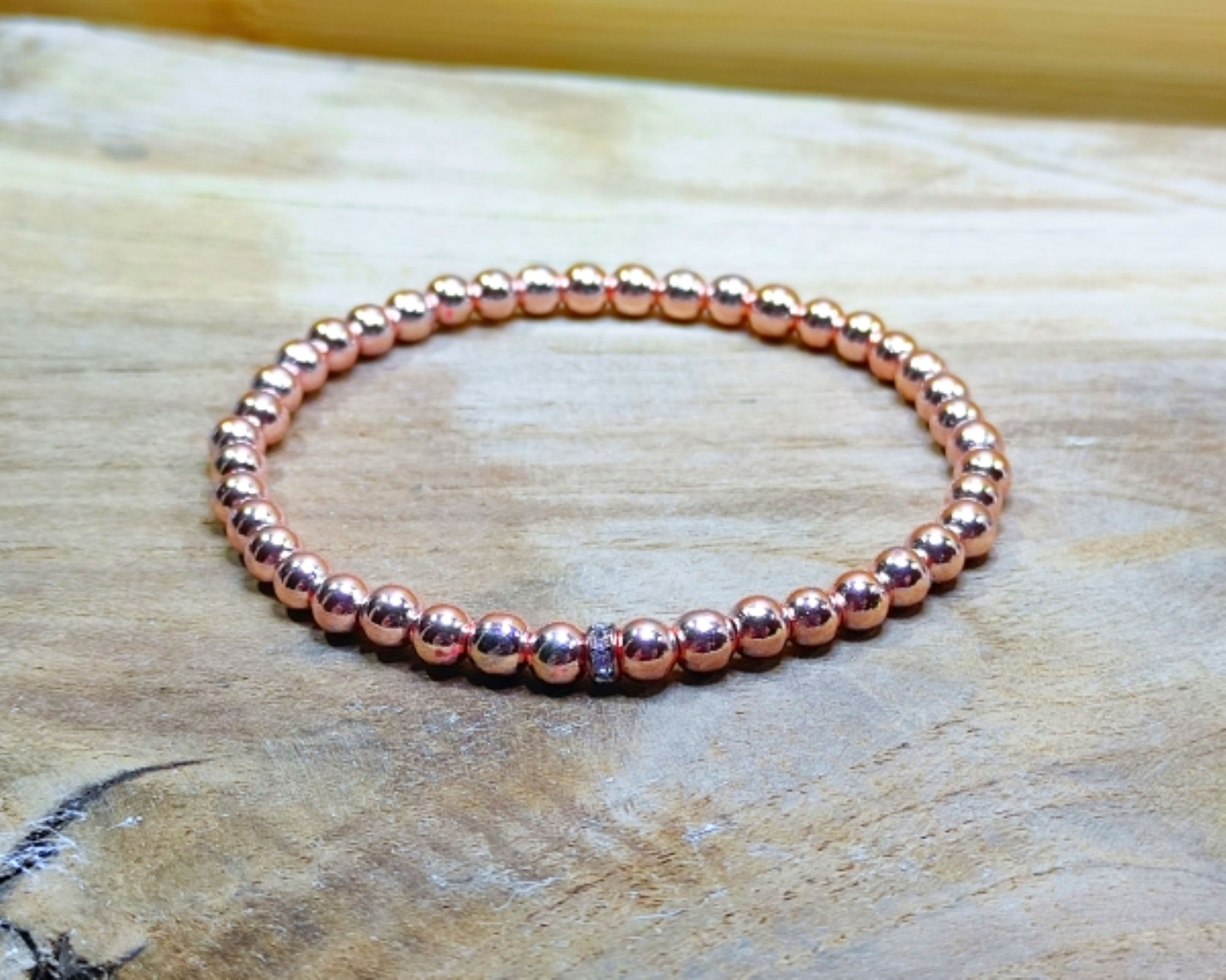 Handgefertigtes Hämatit Stretch Armband Edelsteinarmband ohne Verschluss roségold Heilstein Schutzstein Geschenk Frau Tochter