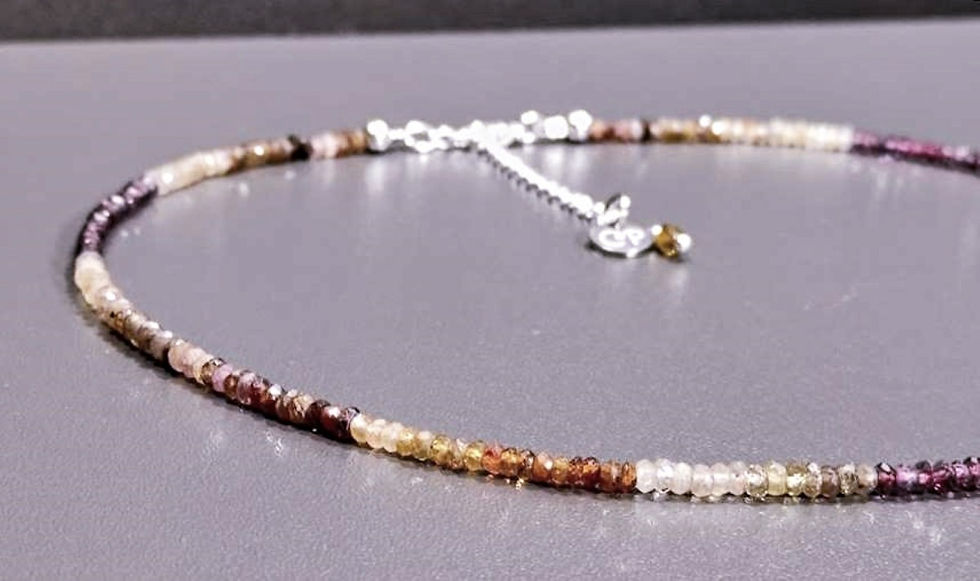Handgefertigte Tundra Saphir Halskette Edelsteinkette braun beige Heilstein Geschenk für Frau