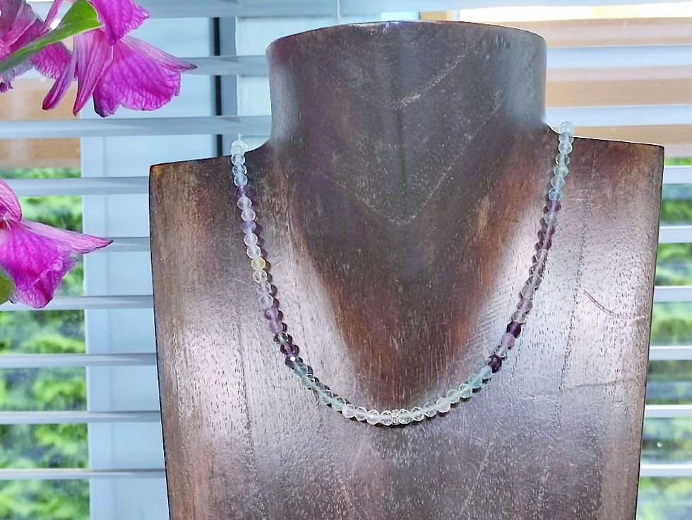 Miniaturbild: Fluorit Halskette bunte Edelsteinkette türkis lila weiß Geschenk für Frau Freundin Heilstein Energie Schmuck