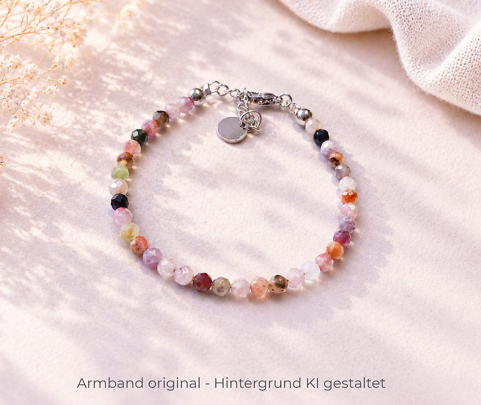 Pastell Turmalin Armband aus 4 mm facettierten Edelsteinen mit Edelstahlverschluss.