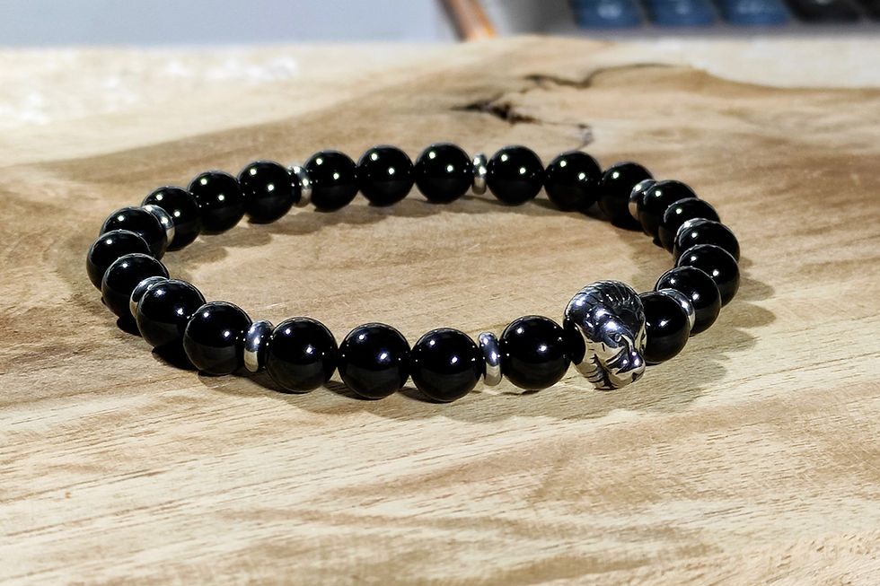 Miniaturbild: Turmalin Schörl Armband ohne Verschluss, schwarz Edelstahl, Herrenarmband, POWER & SCHUTZ