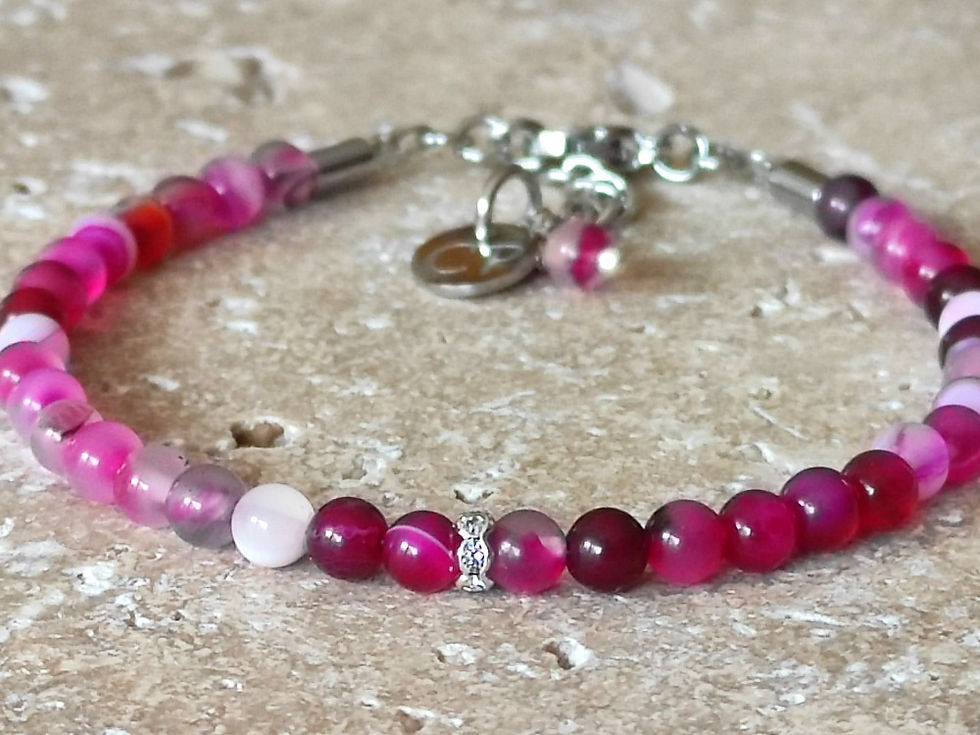 Miniaturbild: Achat Armband magenta pink rosa Edelsteinarmband Edelsteinarmkette Heilstein Glücksstein Schutzstein Geschenk Frau Tochter