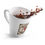 Thumbnail: White ceramic latte mug with tapered shape, featuring a dog’s face in a heart design and surrounding text reading “Peace Love