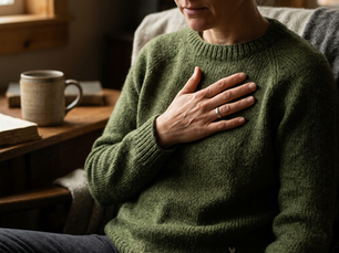 Woman practicing mindfulness meditation with hand on heart for dealing with hopelessness and finding inner peace during difficult times