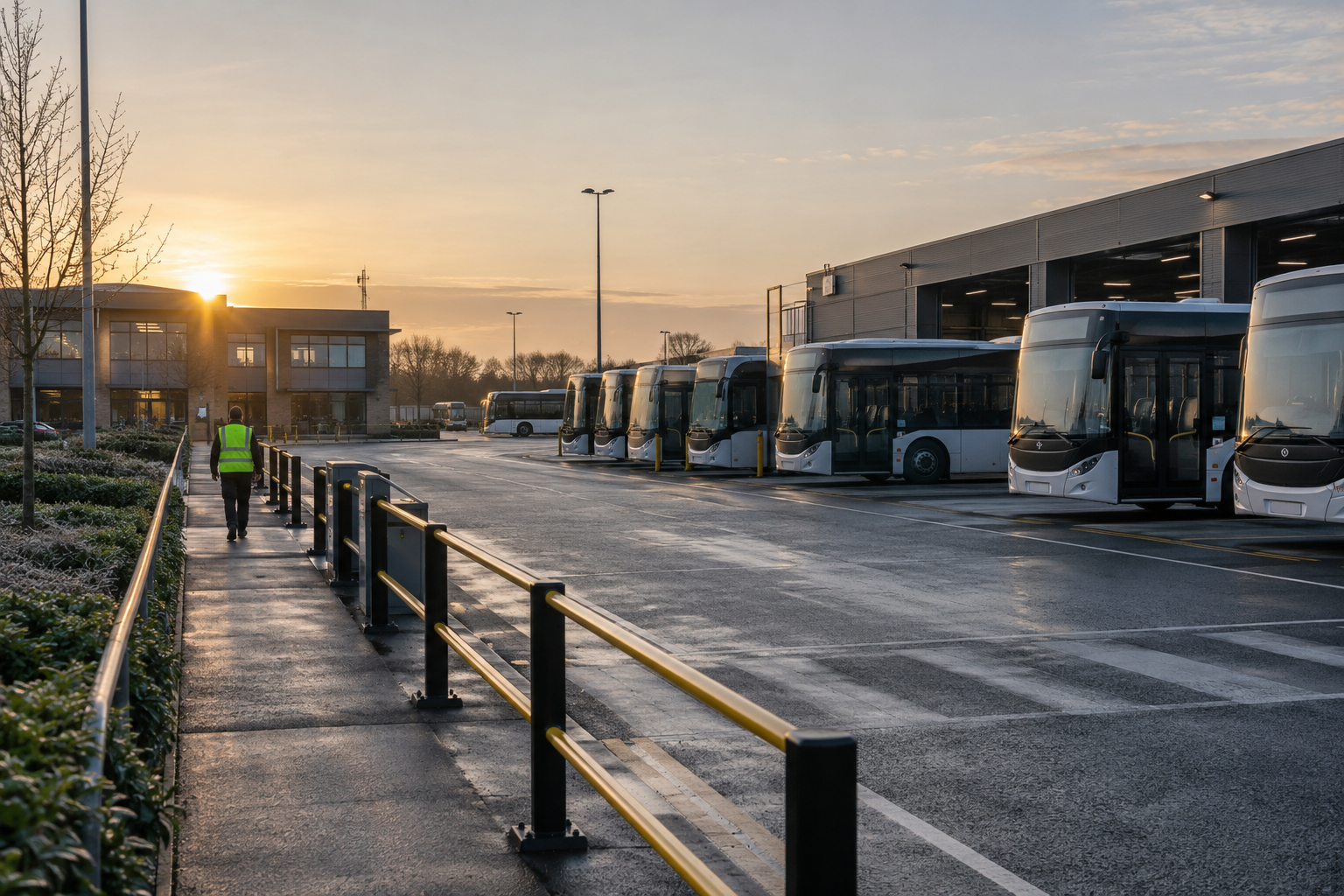 Bus depot and passenger transport vehicles