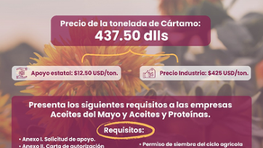 Invita Gobierno de Sonora a registrarse en el Programa Emergente de Reconversión Productiva de Cártamo 2025