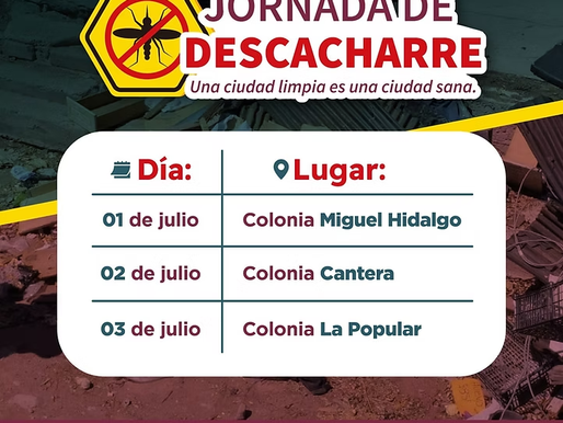 Promoverá el Ayuntamiento de Guaymas jornada de descacharre del 1 al 3 de julio en sectores de Guaymas