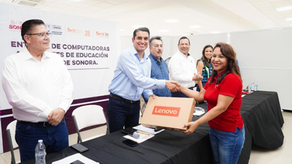 Beneficia Gobernador Durazo con uniformes y computadoras a comunidad educativa del sur de Sonora: SEC