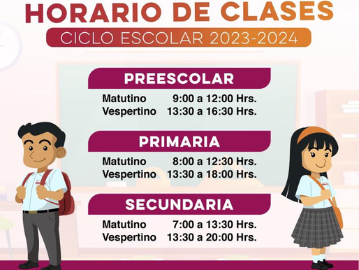 Clases en todas las escuelas de nivel básico de Sonora con el horario habitual: SEC