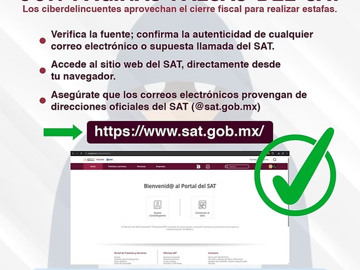 Alerta Unidad Cibernética posibles fraudes a través de páginas y correos electrónicos falsos del SAT