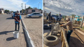 Trabaja Ecología Municipal en mantenimiento a guarniciones de camellones en Empalme