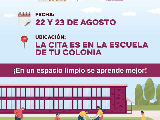 Invita SEC Sonora a participar en la jornada de limpieza escolar "Pilas con el aseo"