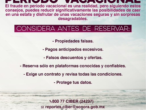 Recomienda Gobierno de Sonora extremar cuidados al rentar inmuebles en Semana Santa