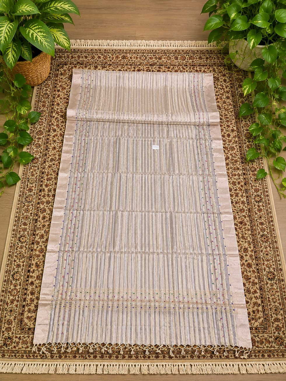 Thumbnail: Semi Banarasi Saree – Bronze Silver Gold Radiance