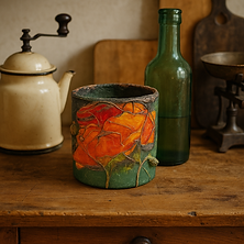 poppies with green bottle.png