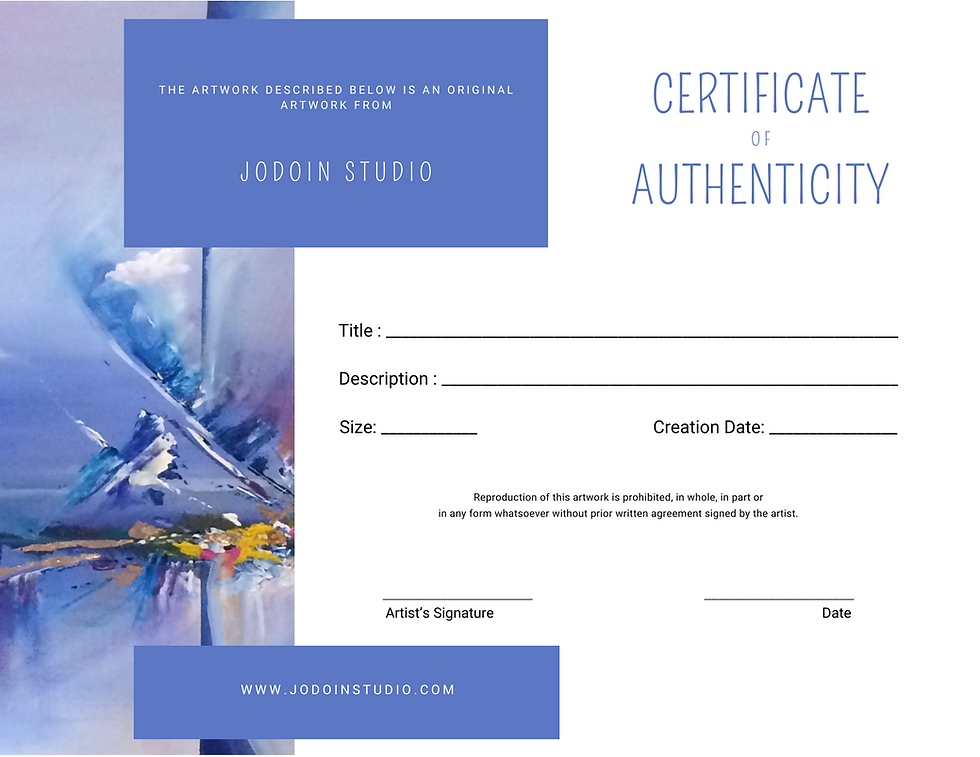 Thumbnail: Unique Certificate of Authenticity - Printable Artist resources