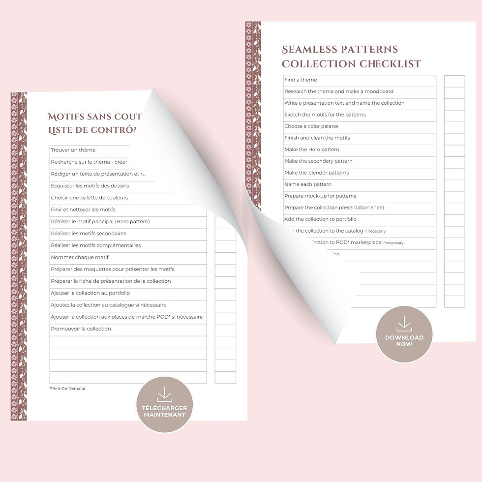 Thumbnail: Seamless patterns collection Checklist - Motifs sans couture Liste de contrôle