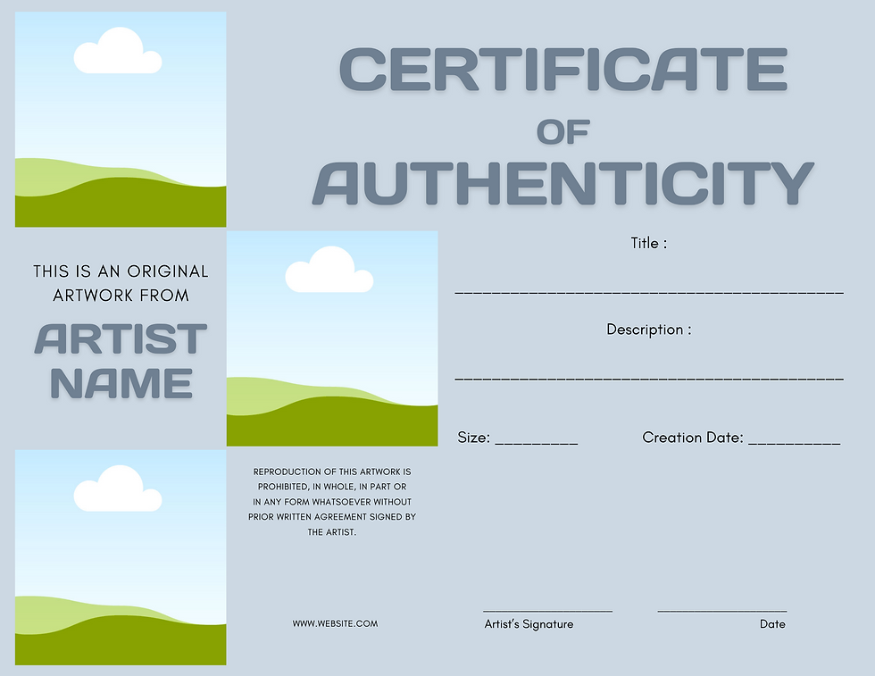 Thumbnail: Blocks Certificate of Authenticity - Printable Artist resources