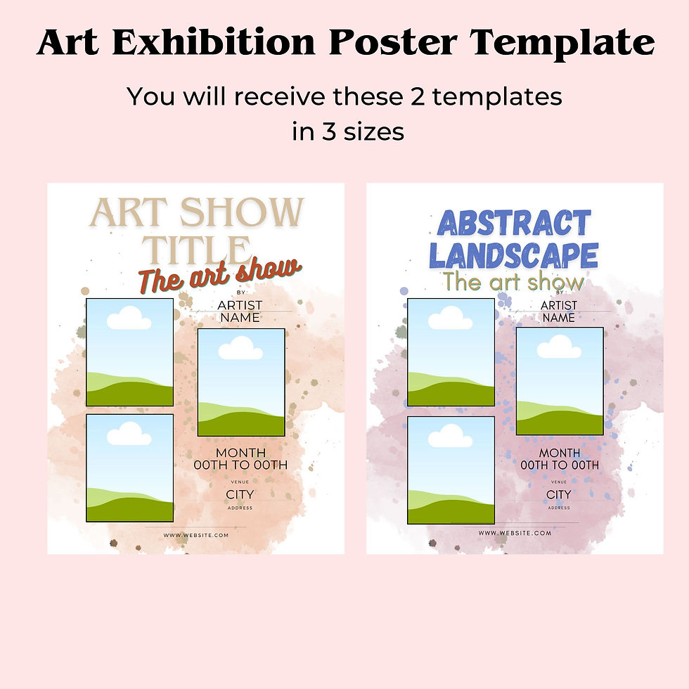 Thumbnail: Art Exhibition Poster Template editable with Canva -3 sizes -2 styles - Creative