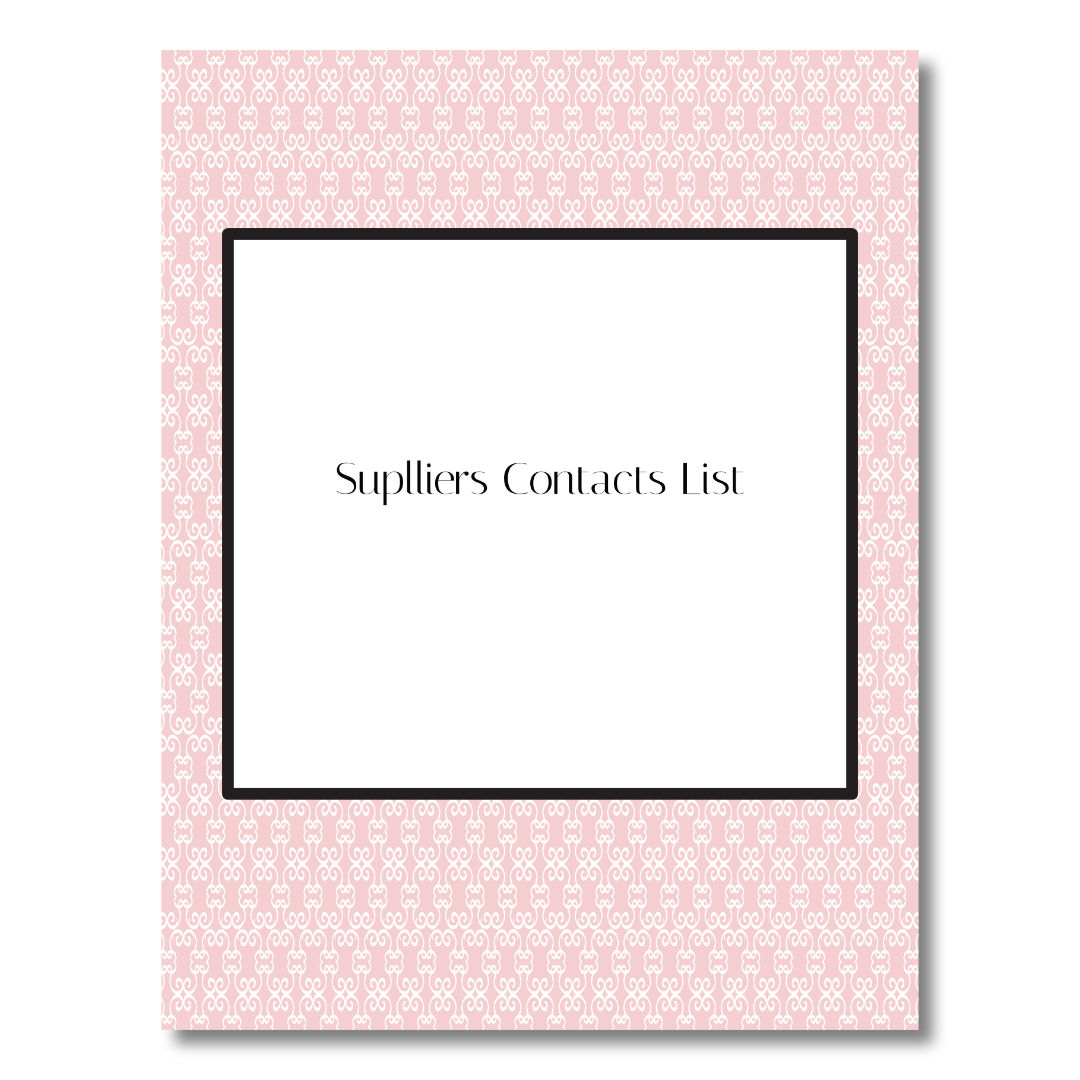 Suppliers Contact List - Downloadable