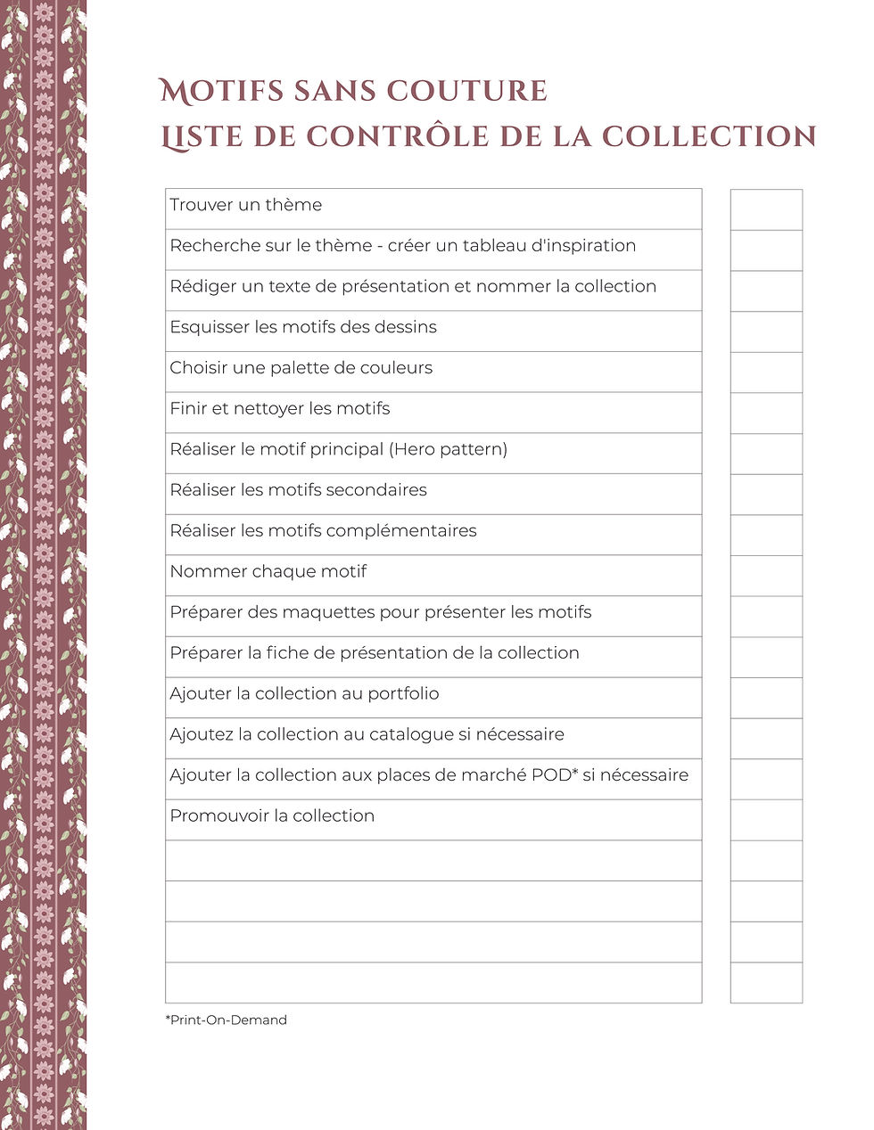 Thumbnail: Seamless patterns collection Checklist - Motifs sans couture Liste de contrôle