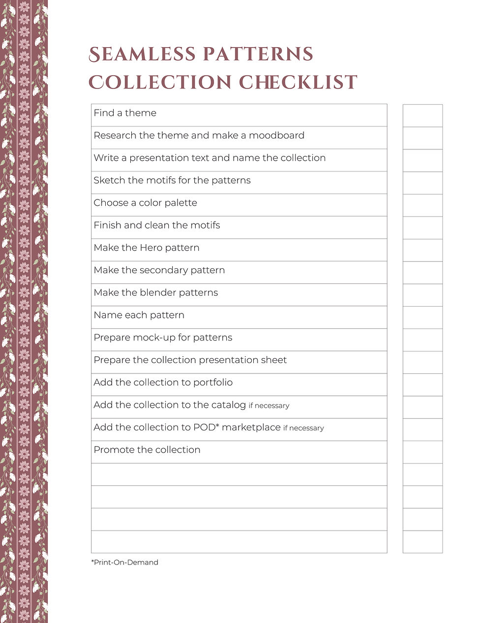 Thumbnail: Seamless patterns collection Checklist - Motifs sans couture Liste de contrôle