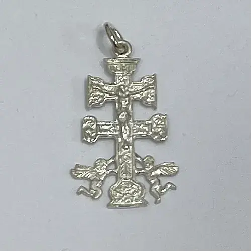 Miniatura: Cruz Caravaca de plata "mal de ojo"