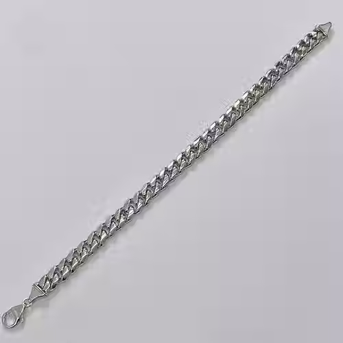 Miniatura: pulsera barbada almendrada tupida plata