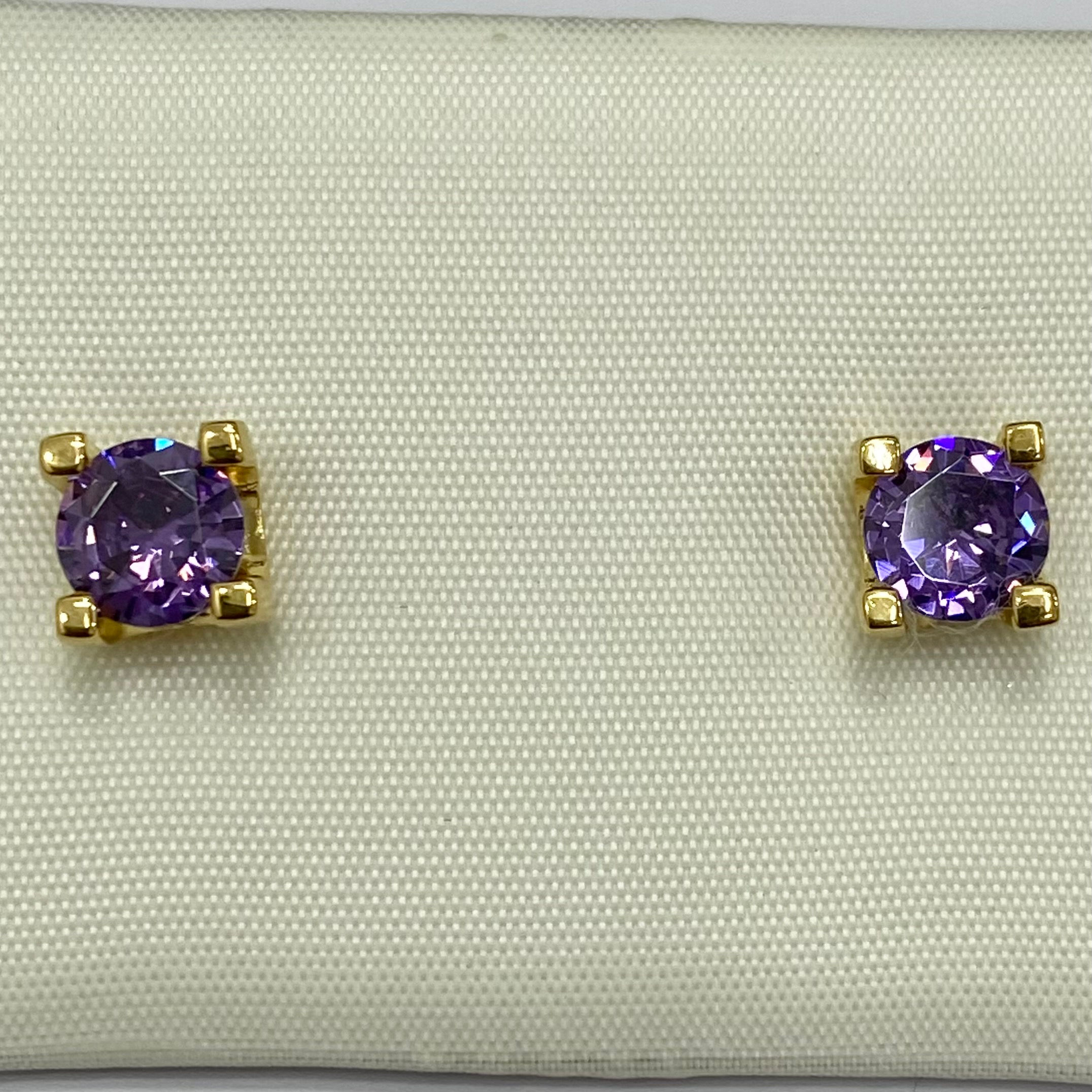 Pendientes de garras con circonita "amatista" plata de 1ª ley chapado en oro