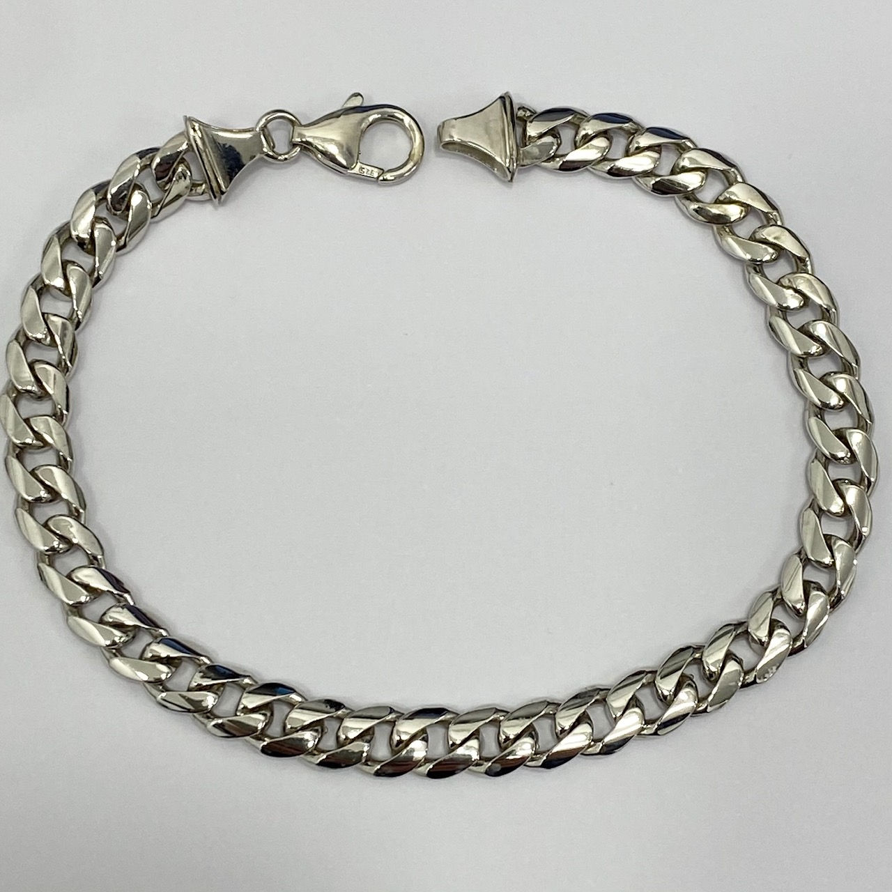 pulsera barbada almendrada tupida plata