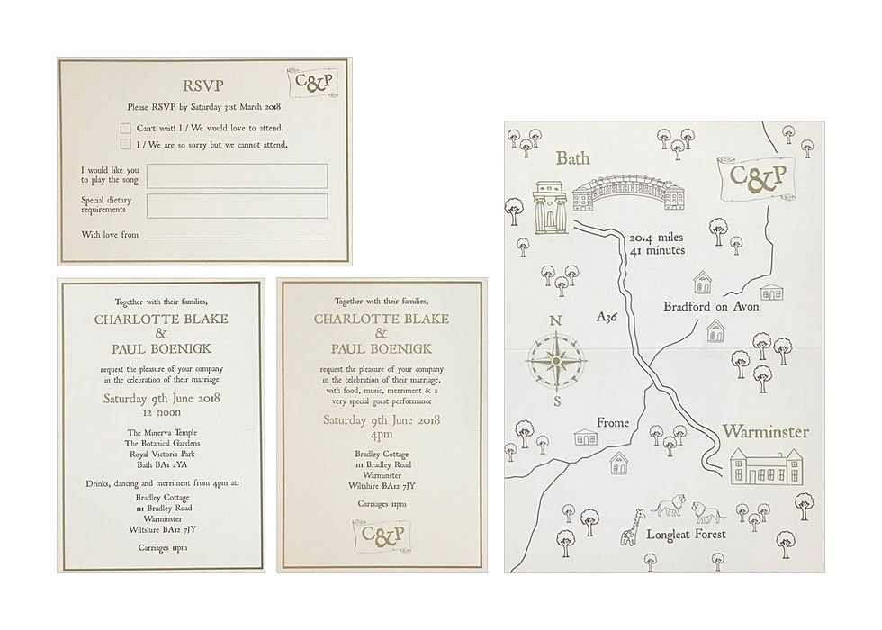 Gold Invitation and Map