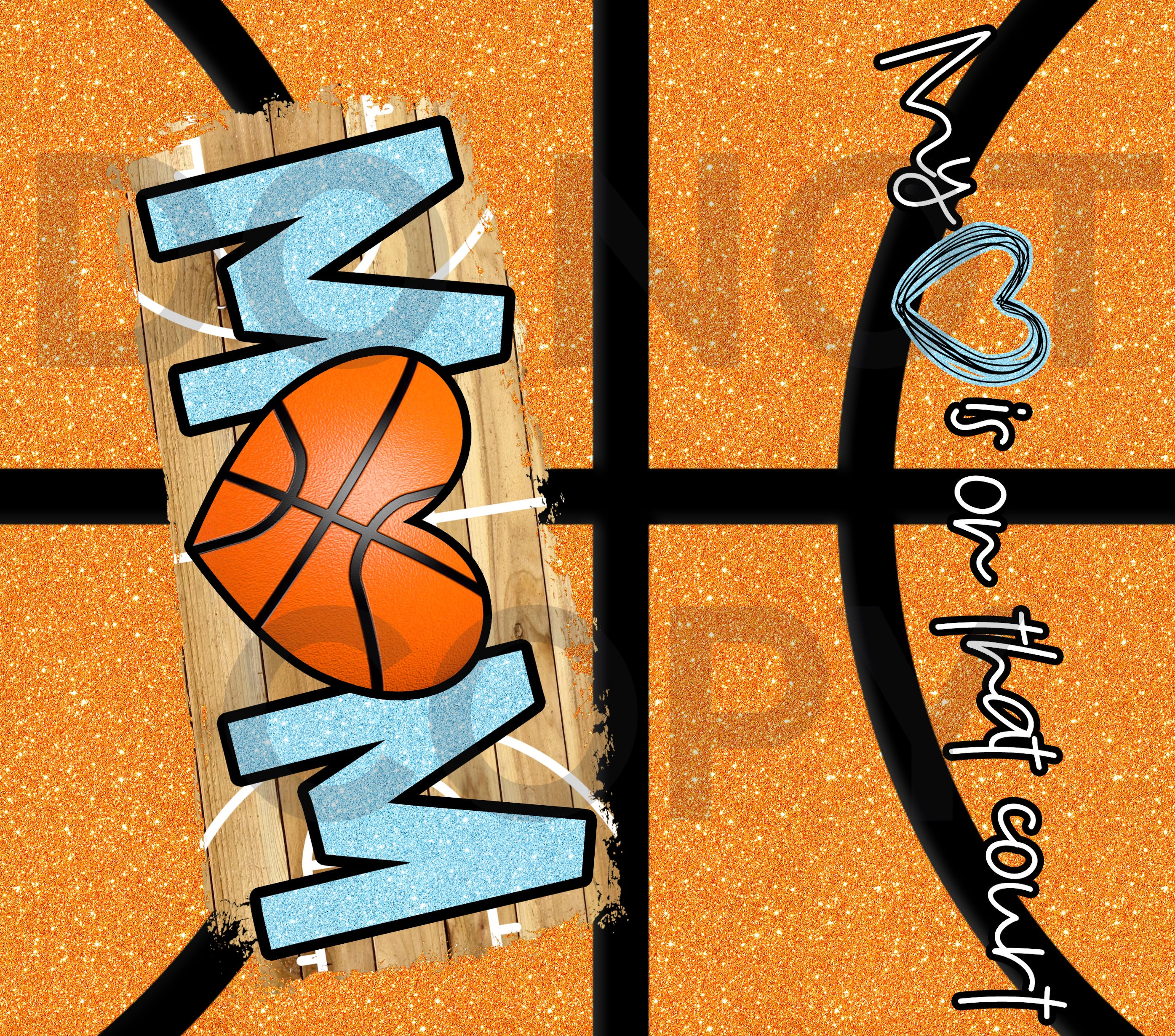 BASKETBALL MOM BLUE GLITTER