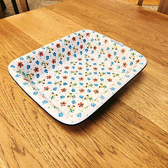 Rectangular Rimmed Baker 12" - Zesty Floral - Ceramika Artystyczna Bolesławiec Polish Pottery - The Amish Home - Galleria at Pittsburgh Mills Amish Furniture
