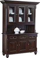 European 3 Door Hutch|Brown Maple in Onyx OCS230|62 1/2in W x 20in D x 85in H|The Amish Home|Amish Furniture at the Pittsburgh Mills