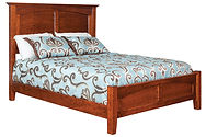Shaker Panel Bed|Brown Maple in Rich Tobacco OCS228|Headboard 58in H, footboard 21in H|The Amish Home|Amish Furniture at the Pittsburgh Mills