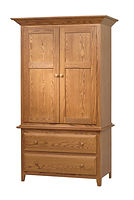 English Shaker 2 Drawer Armoire|Oak in Seely OCS104|41 1/2in W x 21 1/2in D x 70in H|The Amish Home|Hardwood Furniture at the Pittsburgh Mills