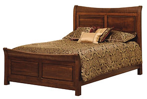 Wilkshire Bevel Panel Bed|Rustic Cherry in Boston OCS111|Headboard 54in H, footboard 27in H|The Amish Home|Amish Furniture at the Pittsburgh Mills