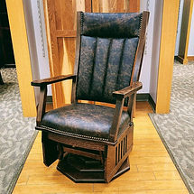New On Display Mission Swivel Glider with Platform Base Solid QSWO in Asbury OCS117 in W x in D x in H Solid Hardwood Furniture Made in the USA The Amish Home Furniture in Pittsburgh Mills