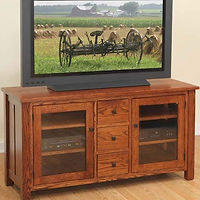 Canted Mission TV Stand|Quartersawn White Oak in Michaels OCS113|56in W x 20in D x 30in H|The Amish Home|Hardwood Furniture at the Pittsburgh Mills