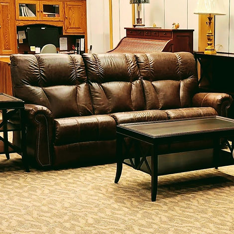Ireland Reclining Sofa | 91in W x 35in D x 41in H | Upholstered with Capri Chocolate Leather L370 | The Amish Home | Hardwood Furniture at Pittsburgh Mills