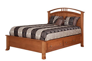 Crescent Panel Storage Bed|Oak in MX OCS103|Headboard 58in H, footboard 20in H|The Amish Home|Amish Furniture at the Pittsburgh Mills